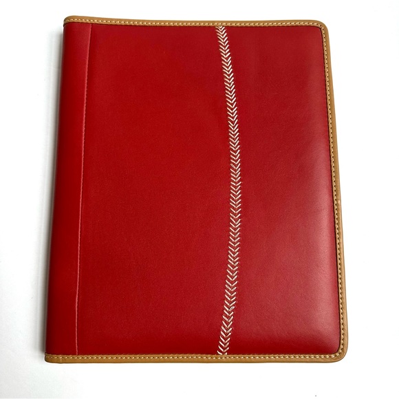 Rawlings Red Leather Padfolio Folder with Baseball Stitch - Picture 1 of 11